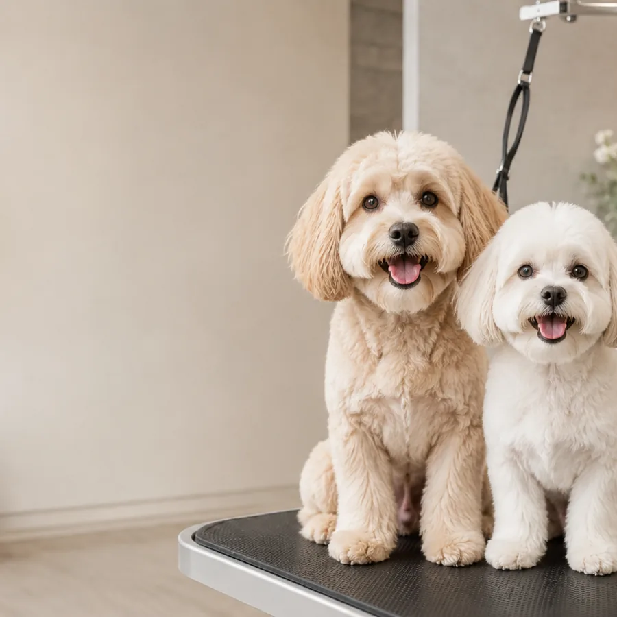 Две ухоженные собаки после груминга в DELTA GROOMING