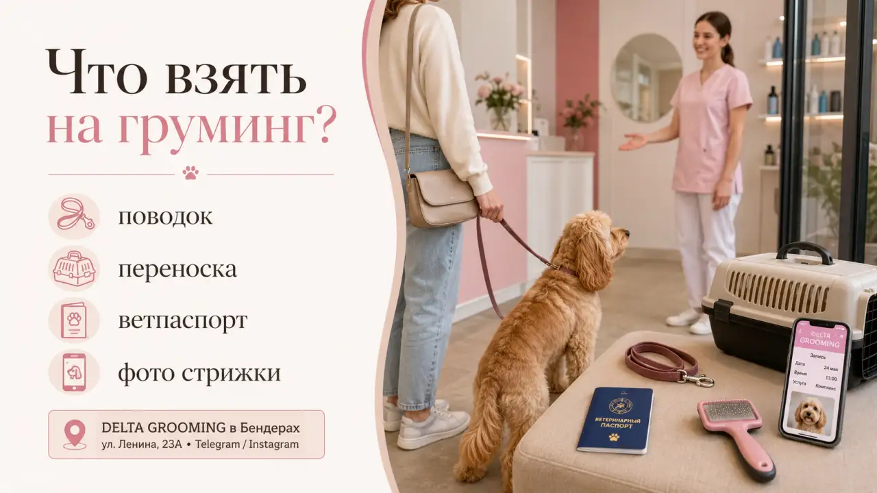 Обложка статьи что взять с собой на груминг DELTA GROOMING Бендеры