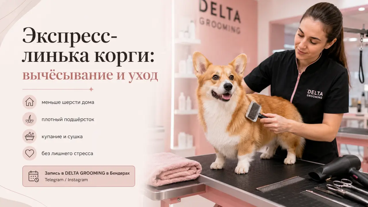 Обложка статьи экспресс-линька корги груминг и вычёсывание DELTA GROOMING Бендеры