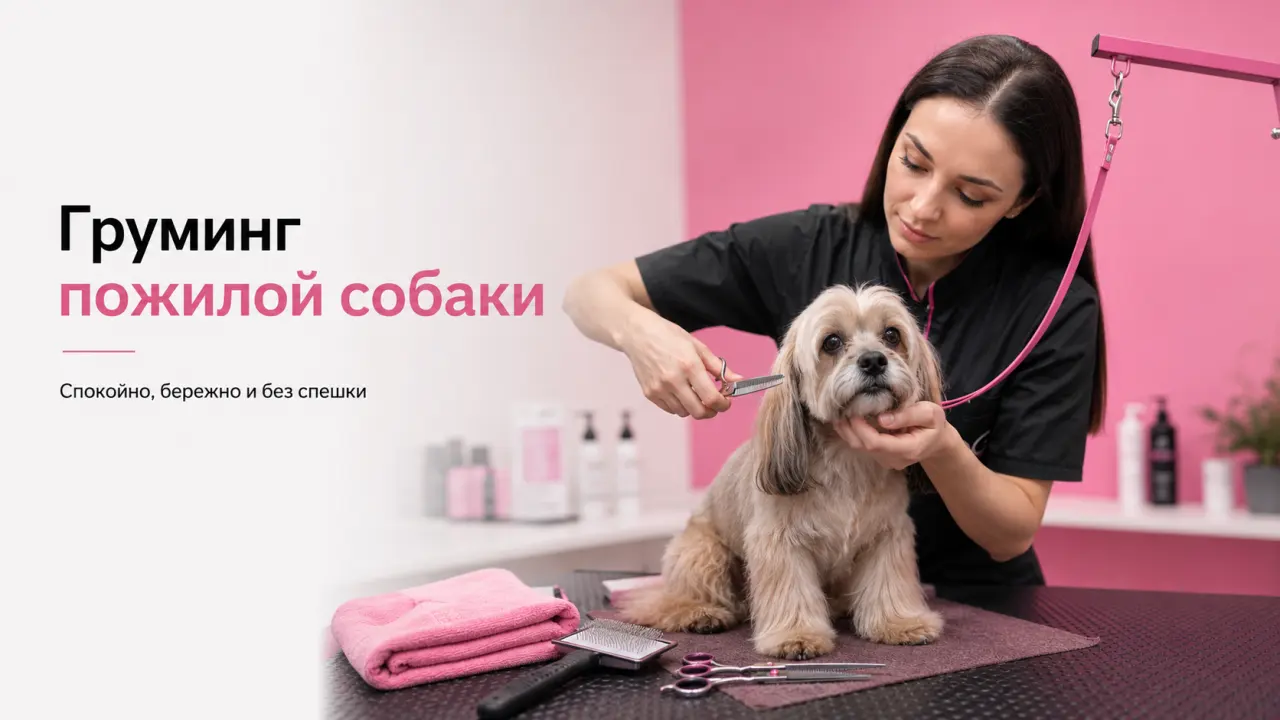 Обложка статьи про груминг пожилой собаки в DELTA GROOMING Бендеры