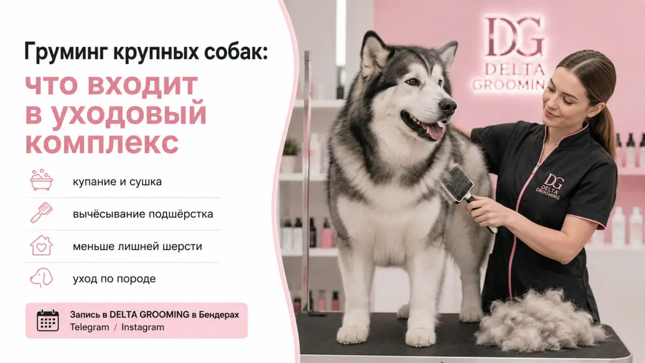 Обложка статьи про груминг крупных собак в DELTA GROOMING Бендеры