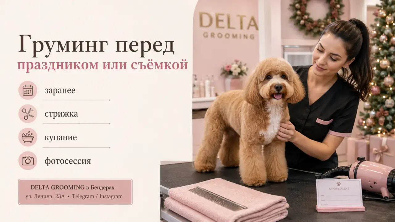 Обложка статьи груминг перед праздником или фотосессией DELTA GROOMING Бендеры