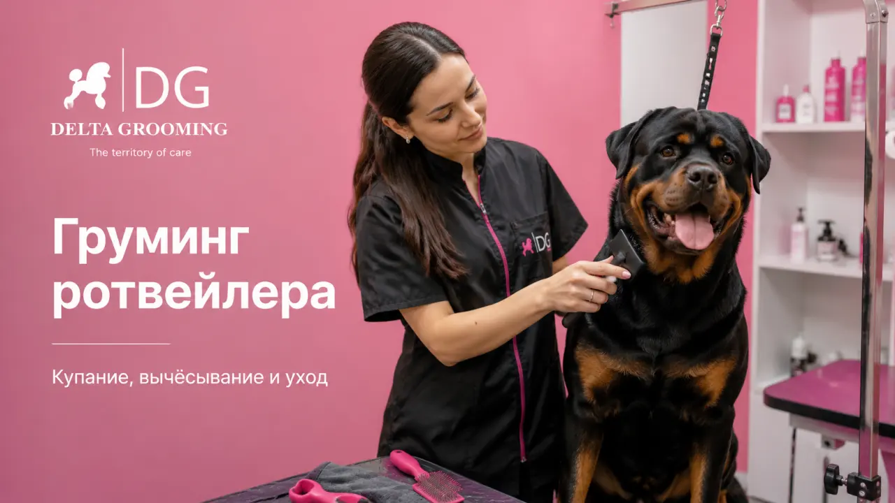 Обложка статьи груминг ротвейлера купание вычёсывание и уход DELTA GROOMING Бендеры
