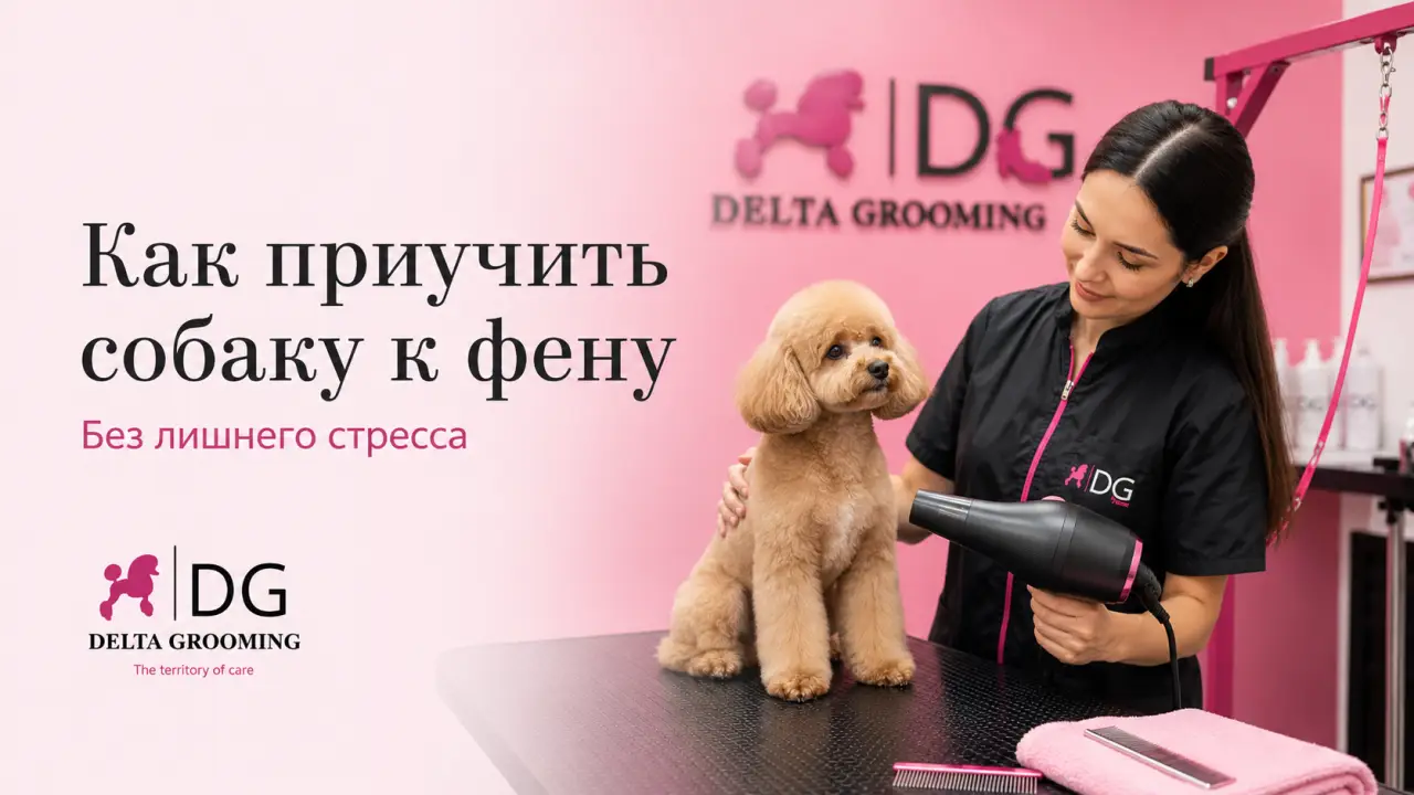 Как приучить собаку к фену перед грумингом DELTA GROOMING