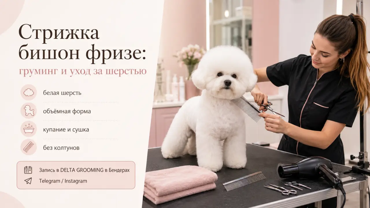 Обложка статьи стрижка бишон фризе груминг и уход за шерстью DELTA GROOMING Бендеры