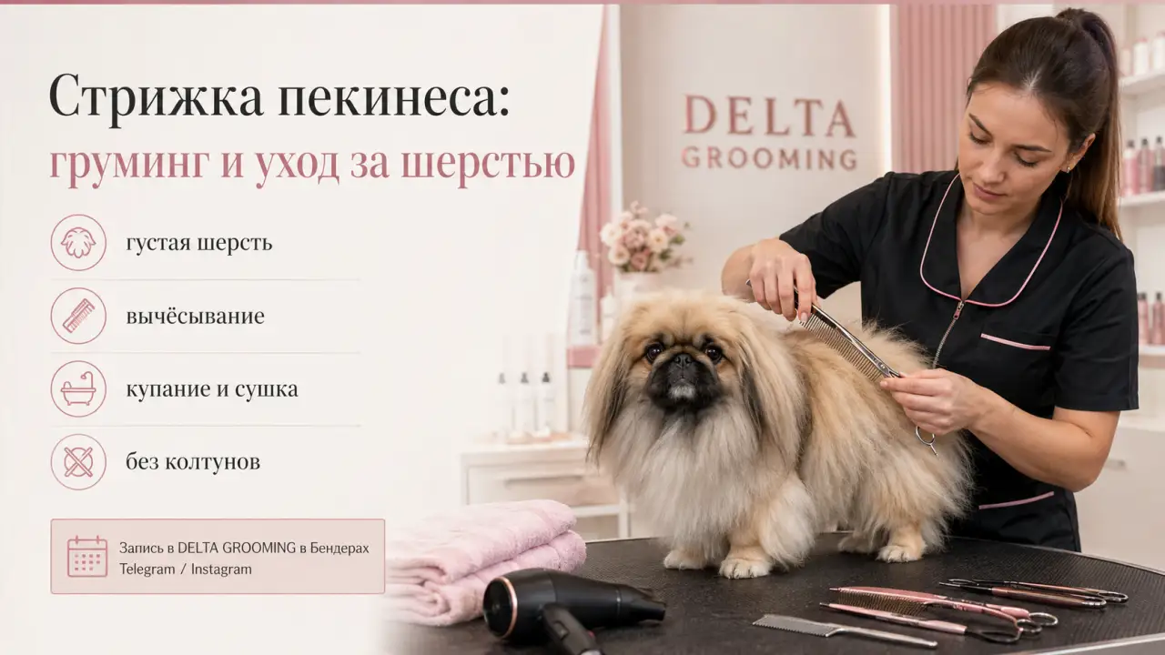 Обложка статьи стрижка пекинеса груминг и уход за шерстью DELTA GROOMING Бендеры