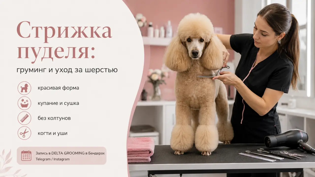 Обложка статьи стрижка пуделя груминг и уход за шерстью DELTA GROOMING Бендеры
