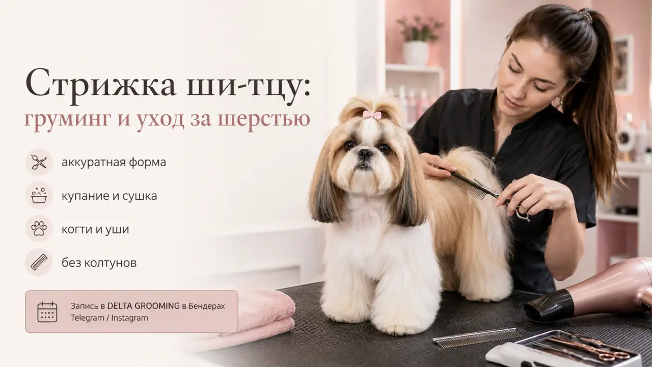 Обложка статьи стрижка ши-тцу груминг и уход за шерстью DELTA GROOMING Бендеры